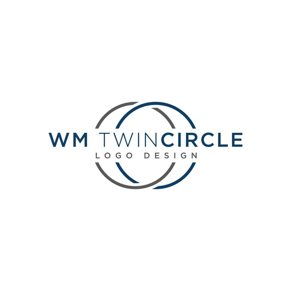 elimine 'wm twin circle' y reemplácelo con el nombre de su empresa. puede incluir un eslogan reemplazando 'diseño de logotipo' con el suyo propio. vector