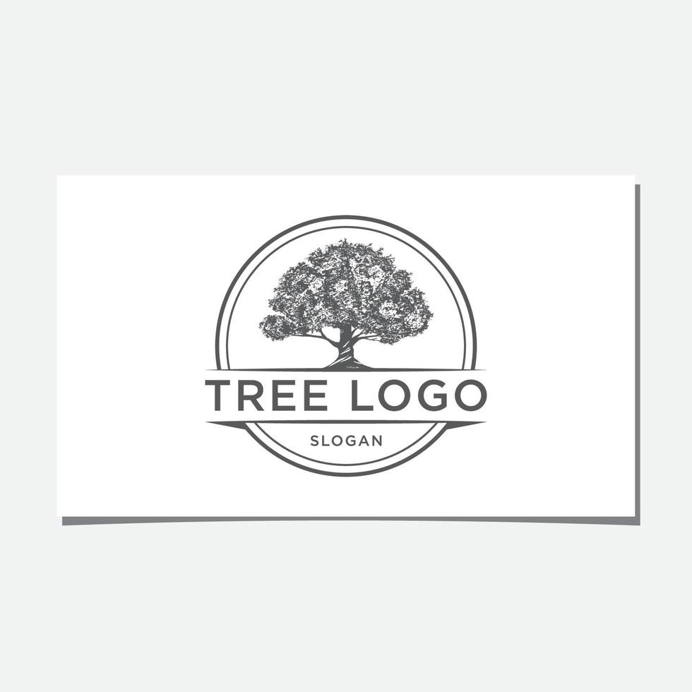 VINTAGE TREE LOGO DESIGN IN CIRCLE vector