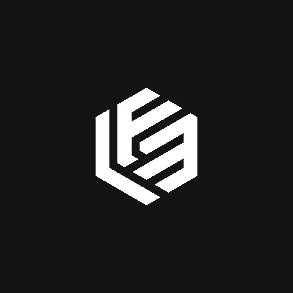 vector de diseño de logotipo hexagonal lfm