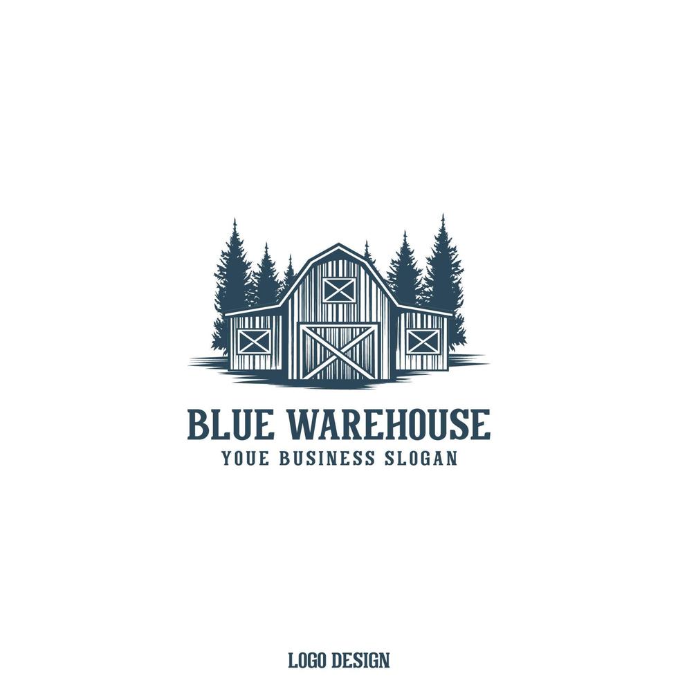 vector de diseño de logotipo de almacén azul