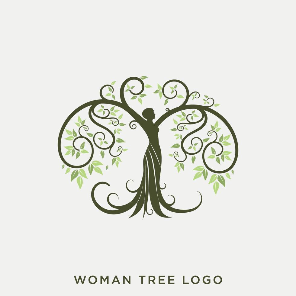 vector de diseño de logotipo de árbol de mujer