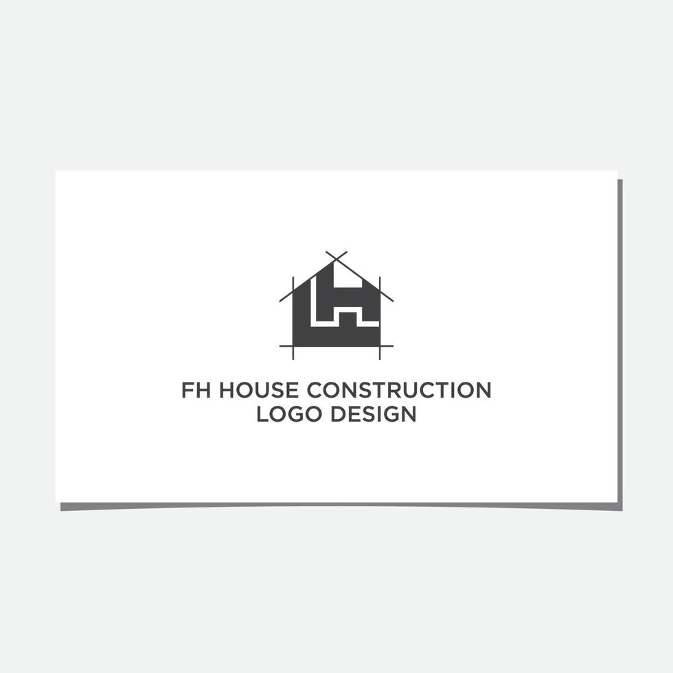 diseño de logotipo de construcción de casas fh o hf vector