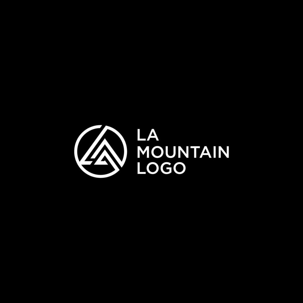 diseño de logotipo de la montaña en círculo vector