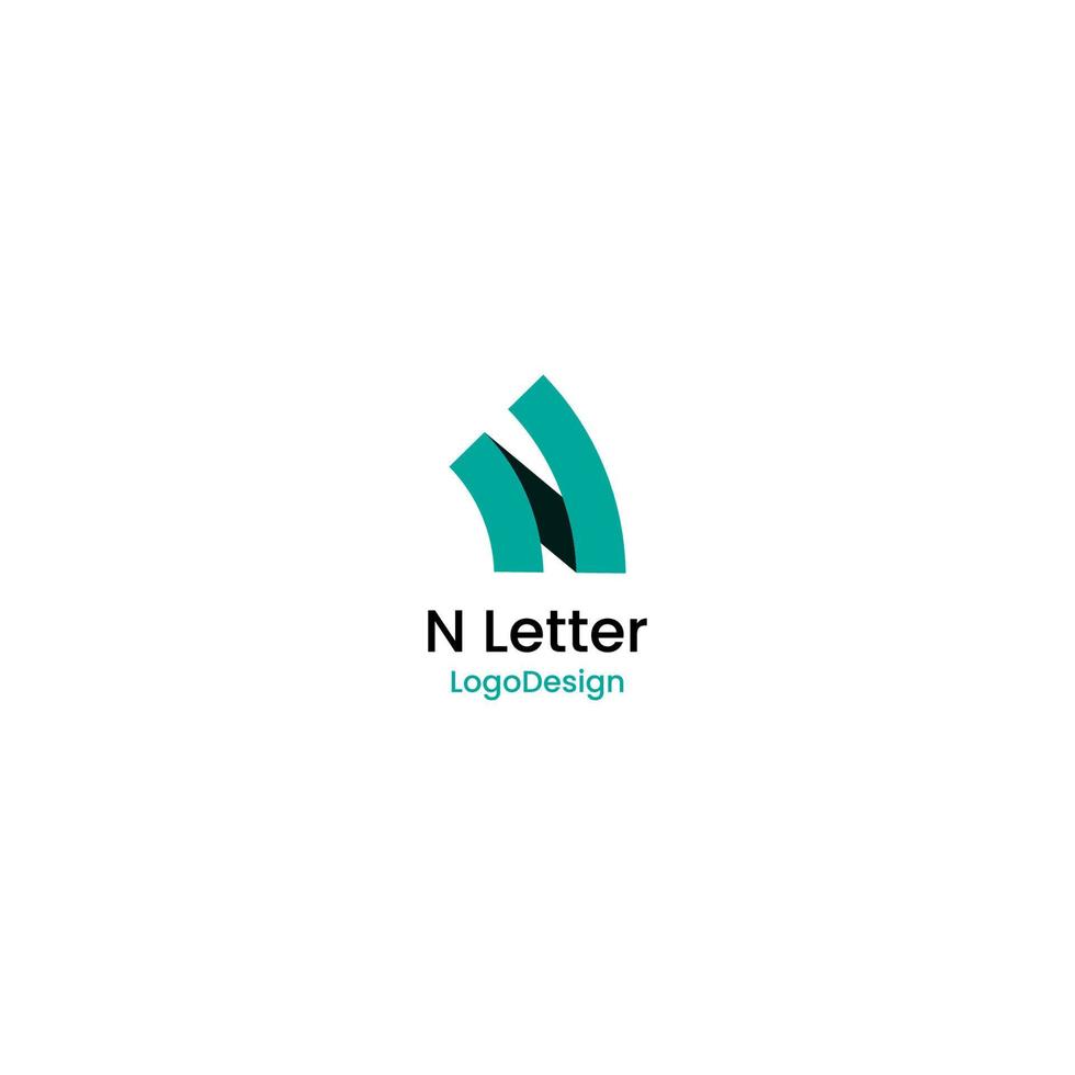 diseño de logotipo de cinta de señal con n inicial vector
