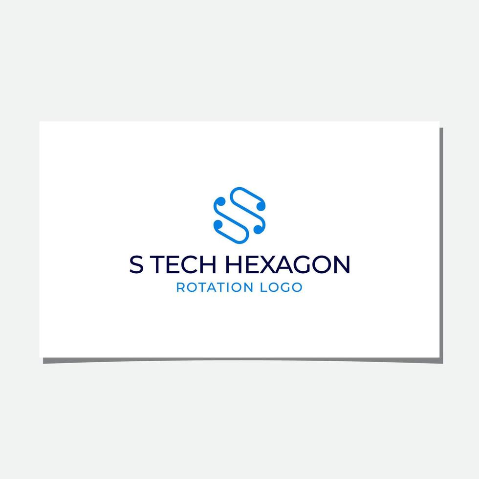 INITIAL S TECHNOLOGY ROTATION LOGO WITH HEXAGON CONCEPT vector