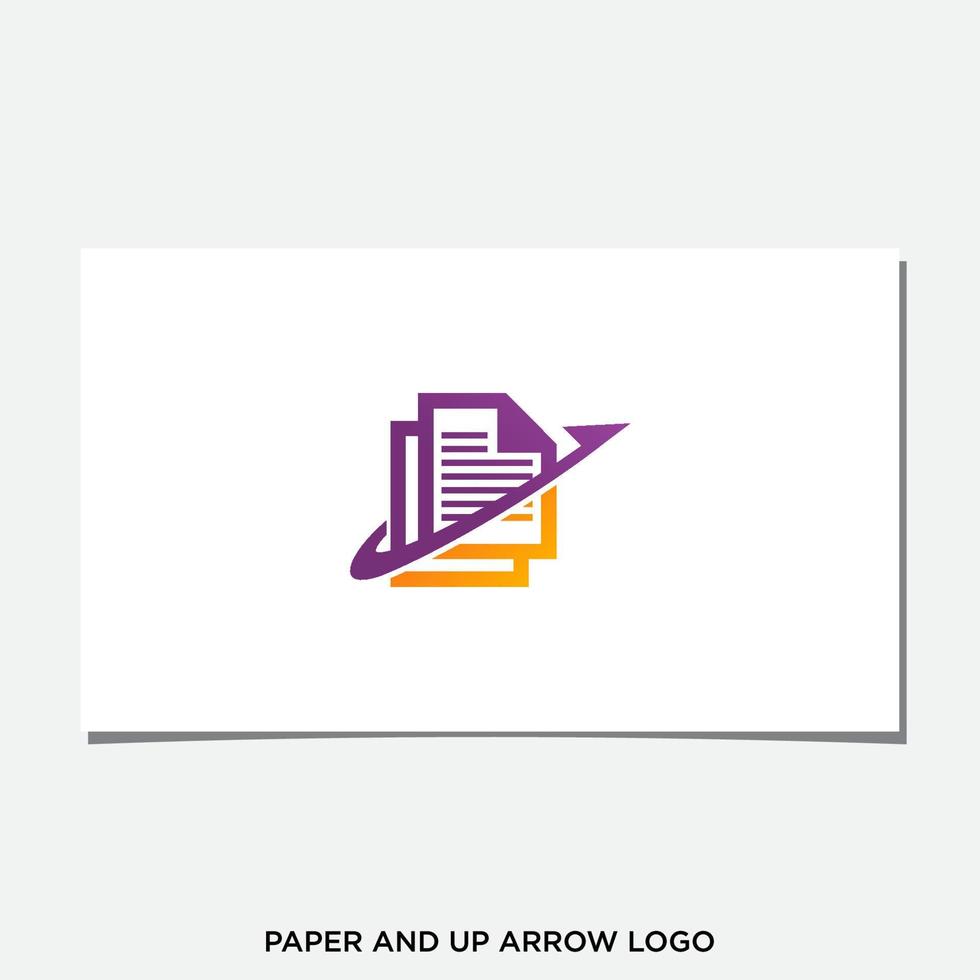 diseño de logotipo de papel y flecha hacia arriba vector