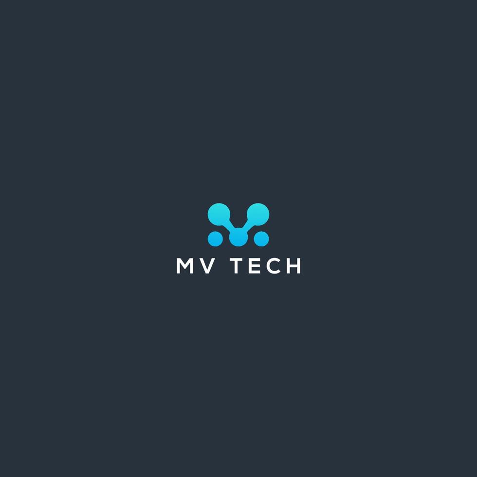 mv technology logo design vector