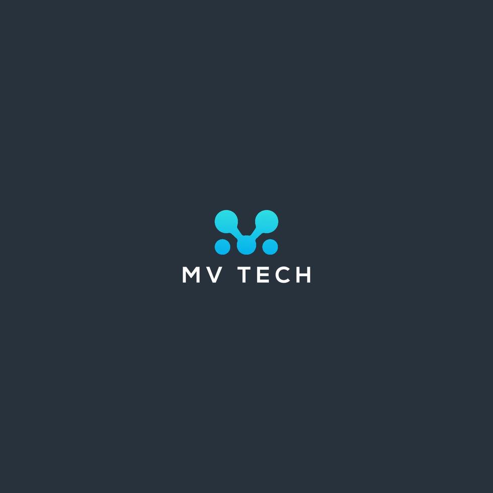 vector de diseño de logotipo de tecnología mv