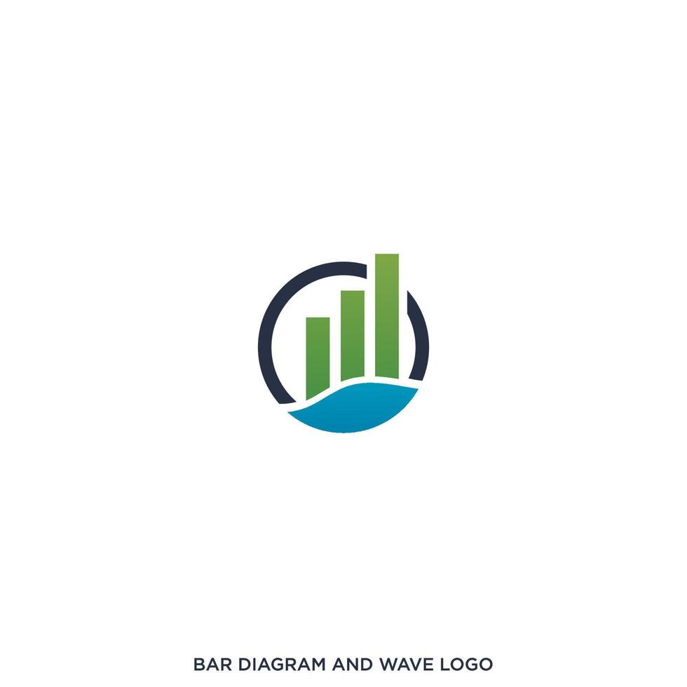 BAR DIAGRAM AND WAVE LOGO DESIGN VECTOR