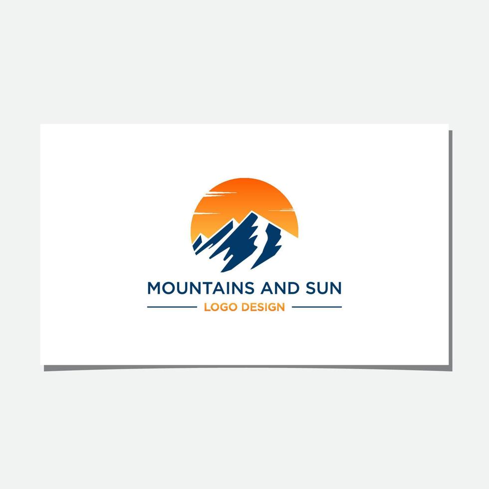 MOUNTAIN AND SUN LOGO DESIGN VECTOR