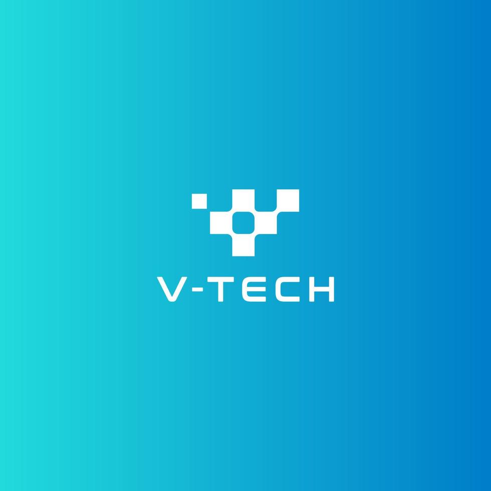 V PIXEL TECHNOLOGY LOGO DESIGN vector