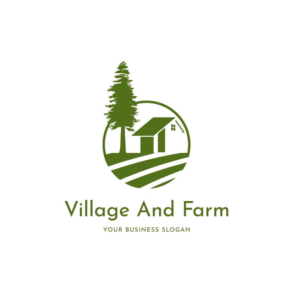 HOUSE, PINE, AND FARM LOGO DESIGN VECTOR