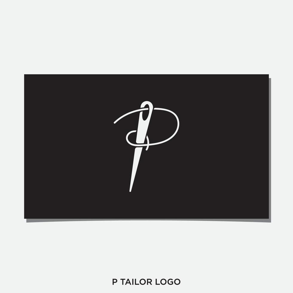 logotipo inicial p, aguja e hilo vector