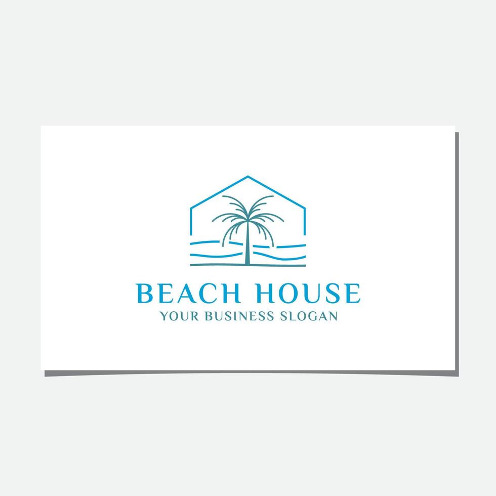 BEACH HOUSE LOGO DESIGN VECTOR