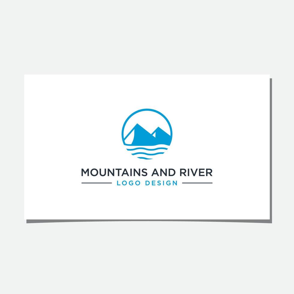 MOUNTAINS AND RIVER IN CIRCLE LOGO DESIGN vector