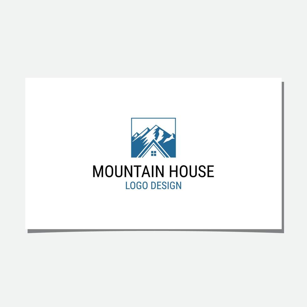 MOUNTAIN AND HOUSE LOGO DESIGN VECTOR