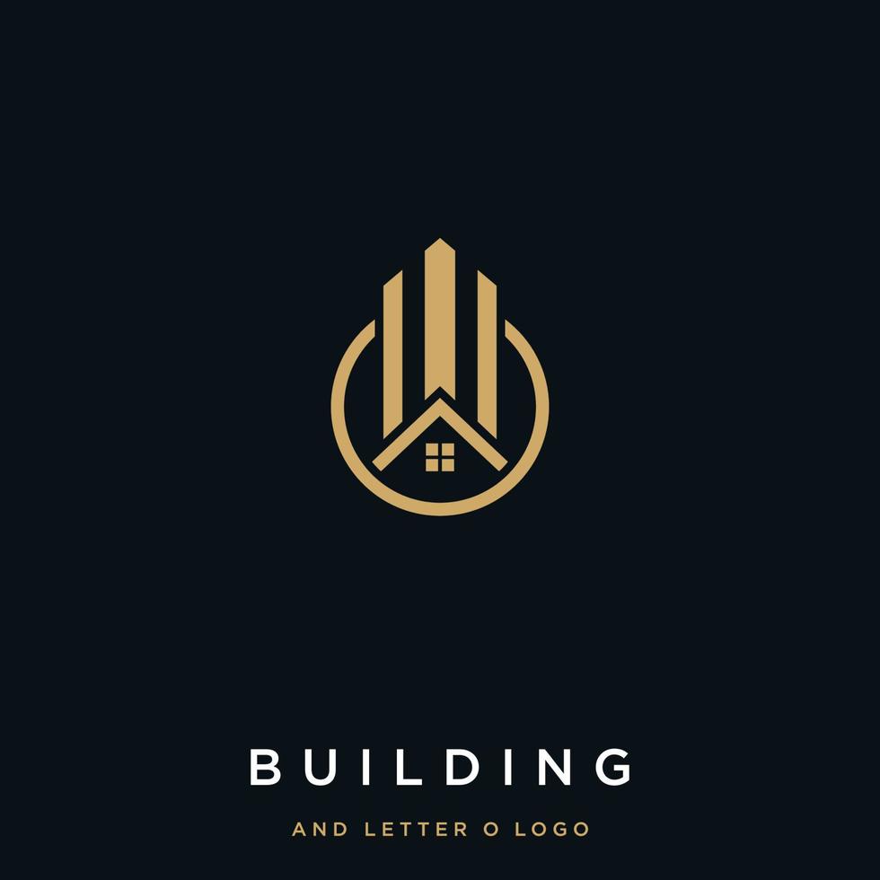 CIRCLE BUILDING LOGO OR BUILDING WITH LETTER O LOGO vector