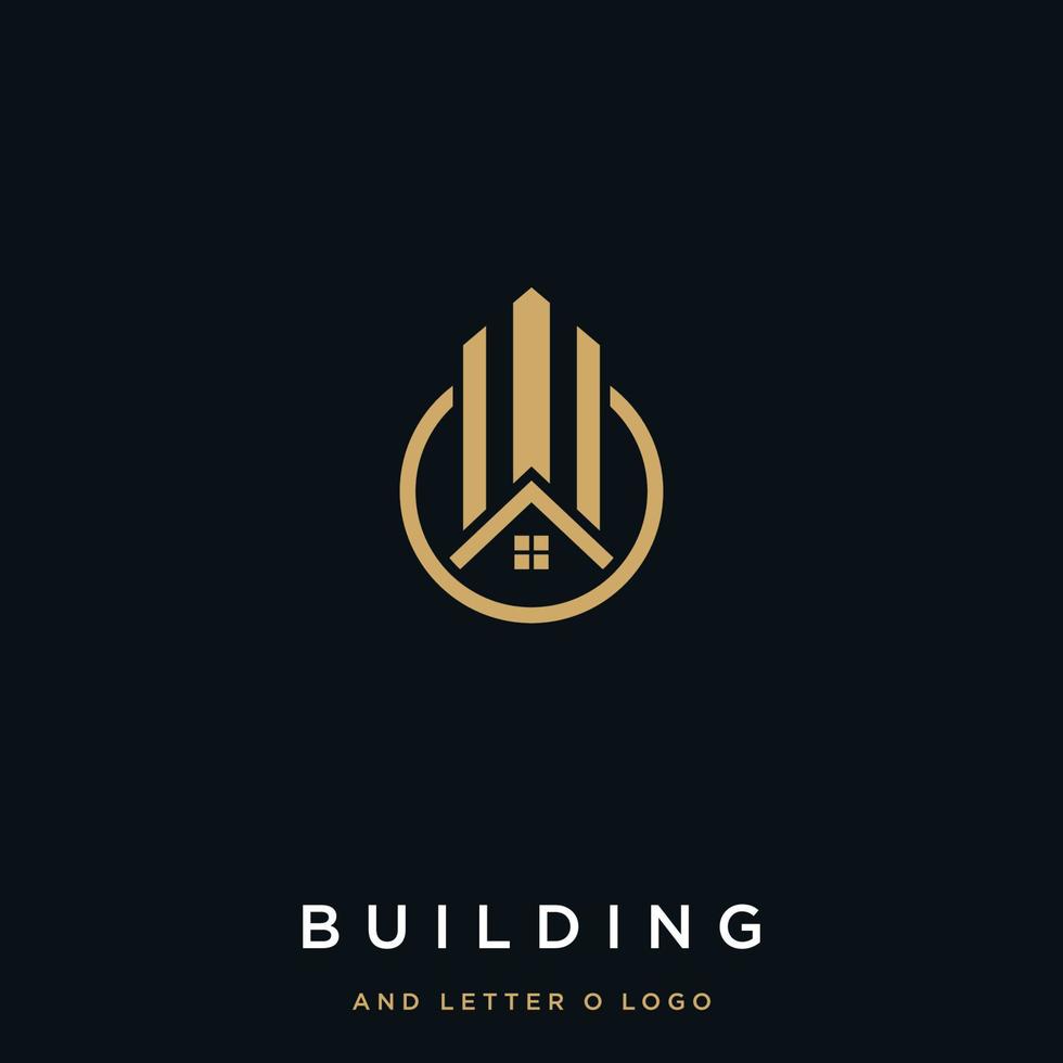 CIRCLE BUILDING LOGO OR BUILDING WITH LETTER O LOGO vector