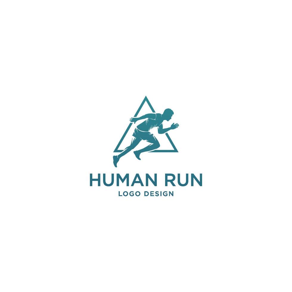 HUMAN RUNNING AND TRIANGLE LOGO DESIGN vector