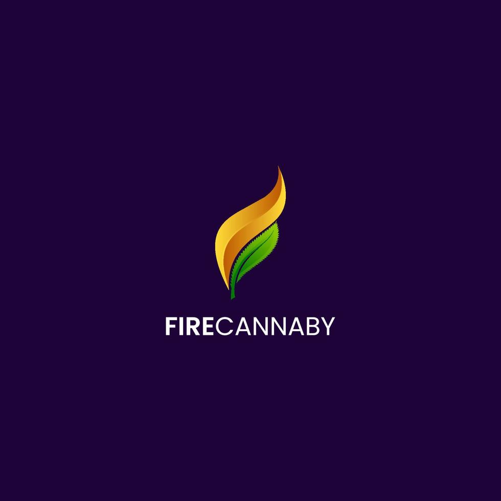 diseño de logotipo de fuego, cannaby y f inicial vector