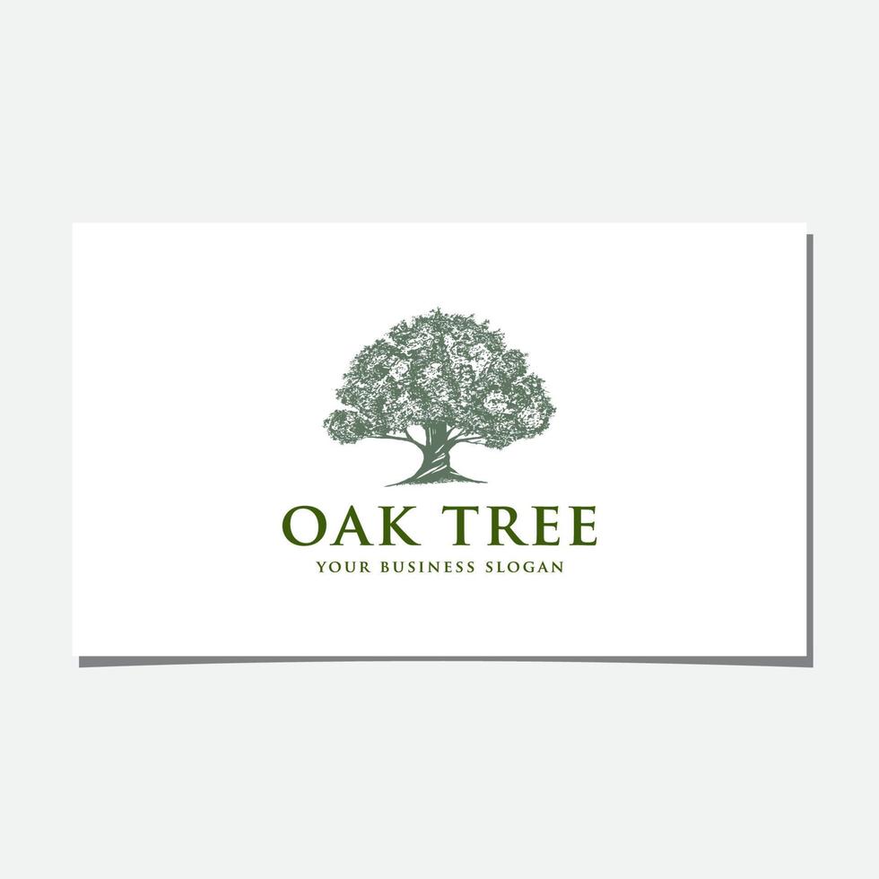 OAK TREE HAND DRAWN LOGO ILLUSTRATION vector