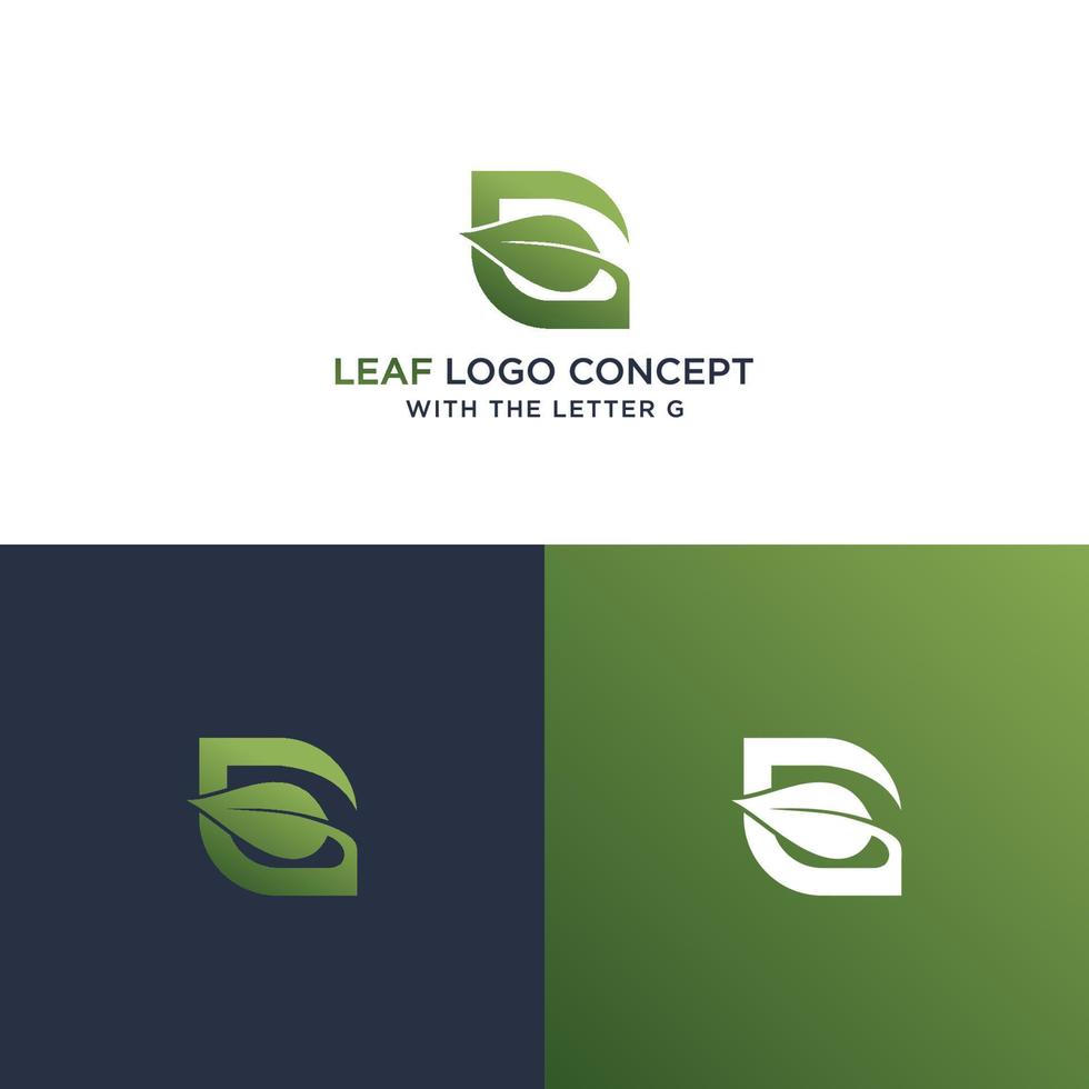 LEAF LOGO WITH THE LETTER G vector