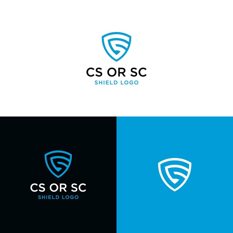 CS INITIAL AND SHIELD LOGO DESIGN VECTOR