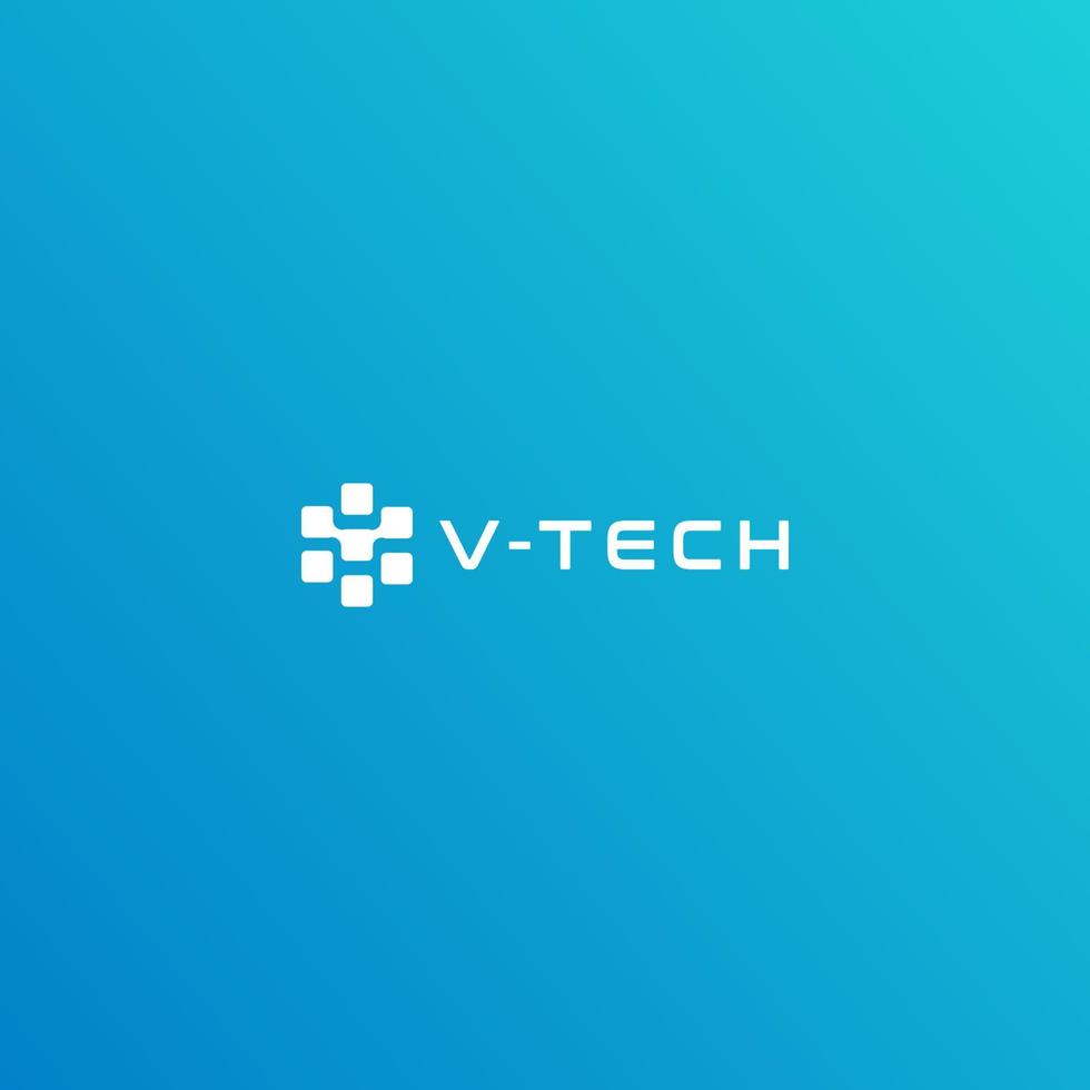V  PIXEL TECHNOLOGY LOGO DESIGN vector