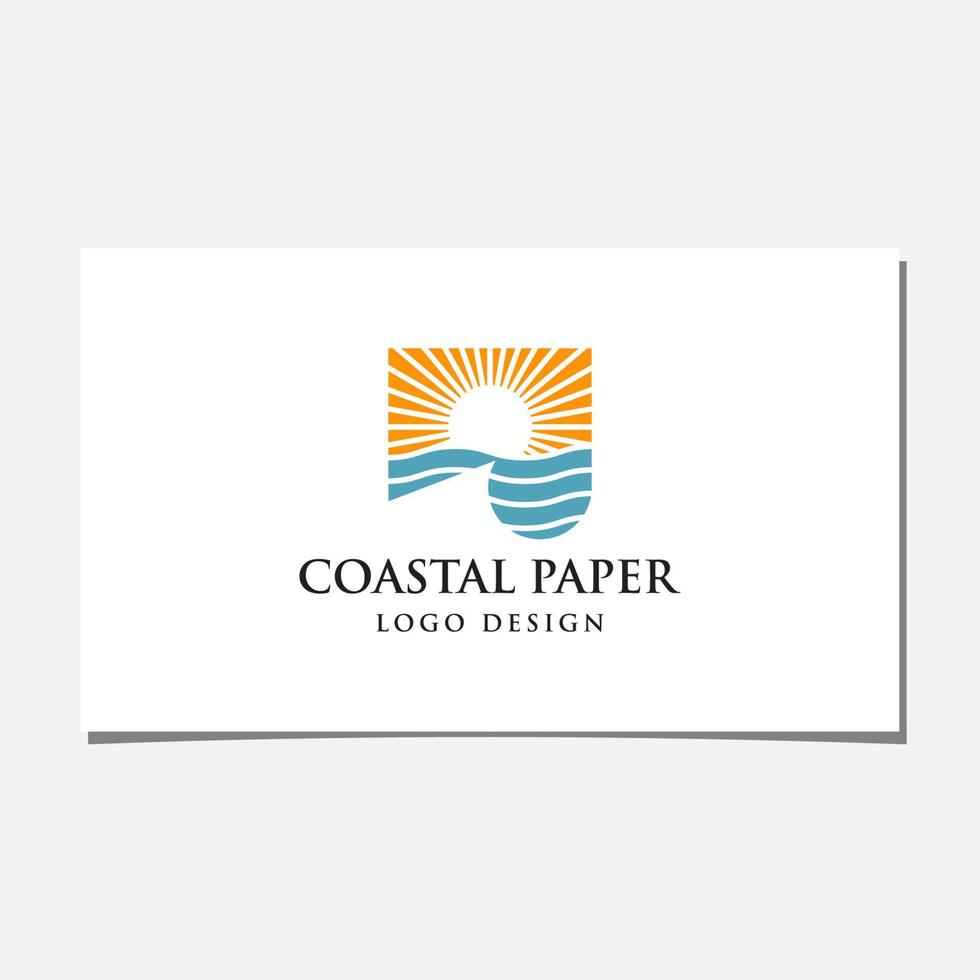 OCEAN PAPER OR OCEAN DOCUMENT LOGO DESIGN VECTOR