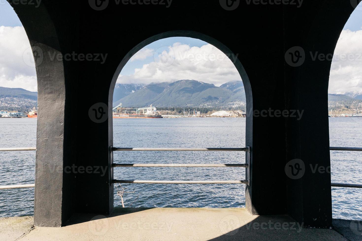 Ocean view through an archway photo