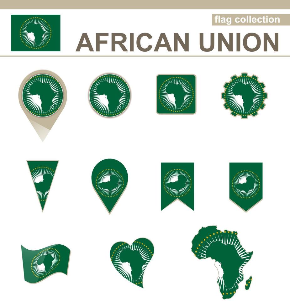 colección de la bandera de la unión africana vector