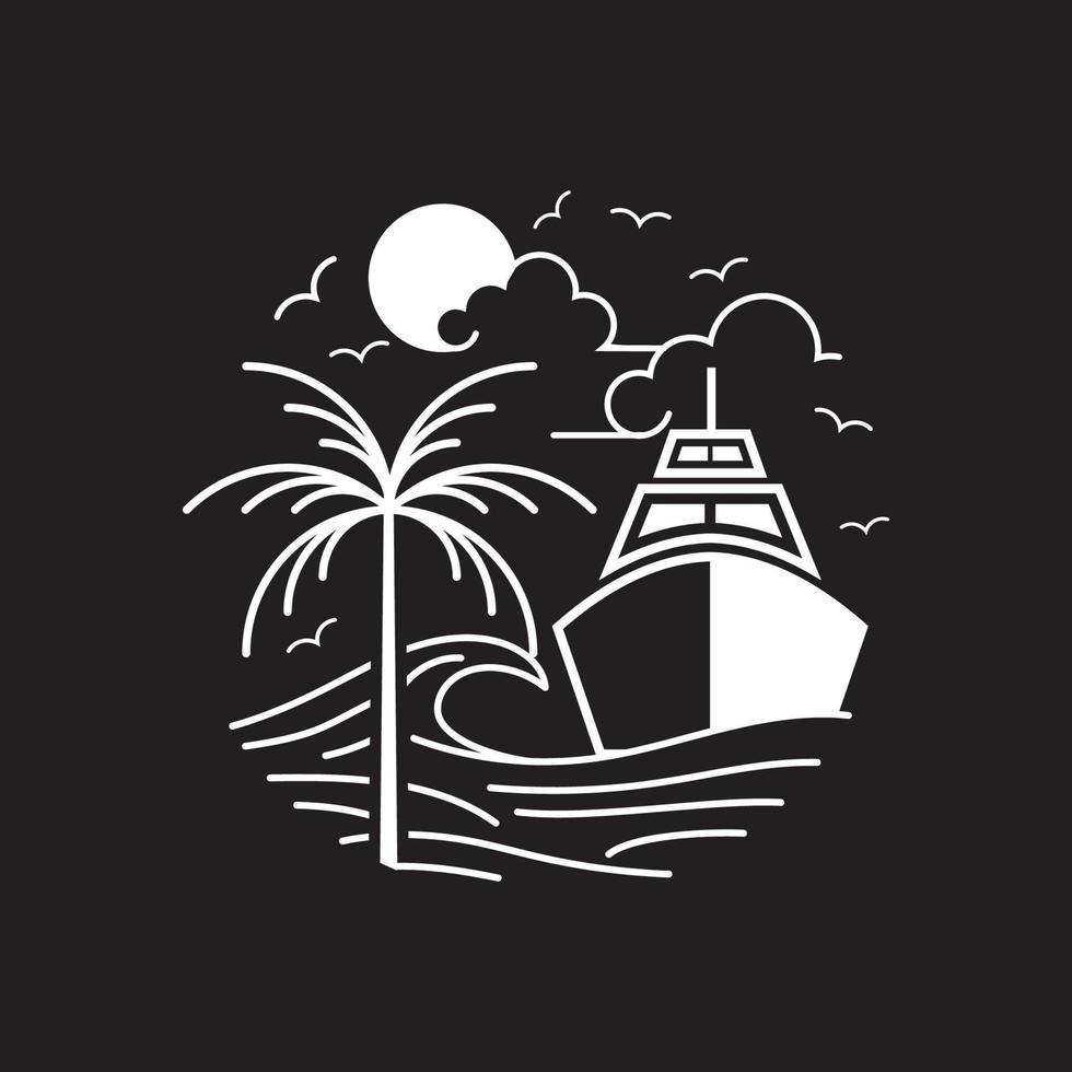 diseño de logotipo de puerto en círculo vector