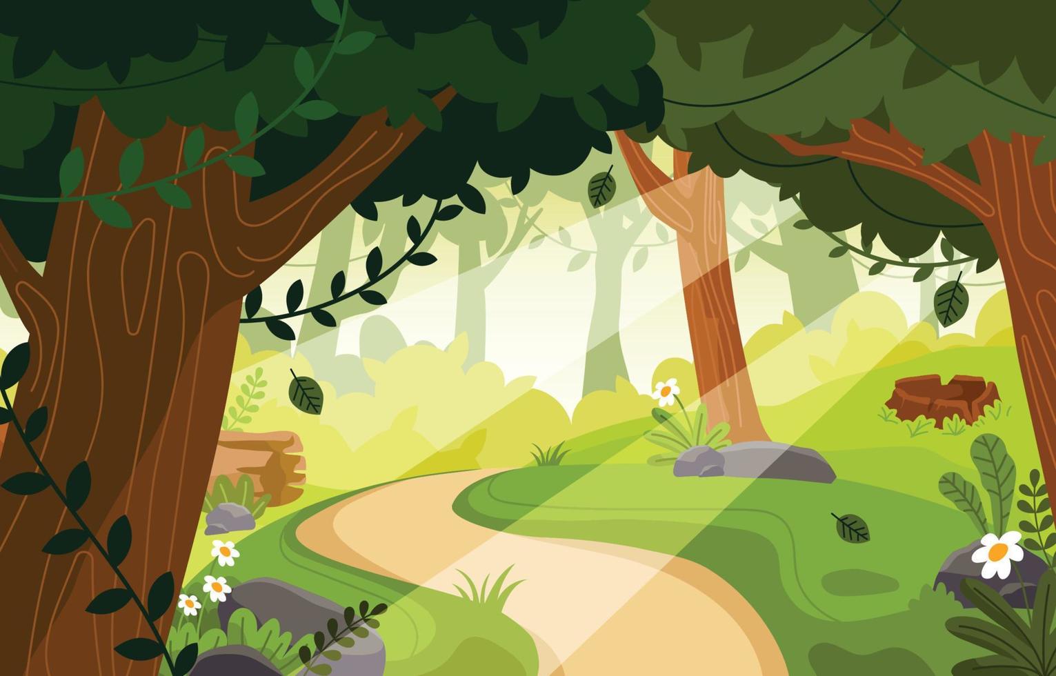 Relaxing Summer Forest Hiking Track Concept vector