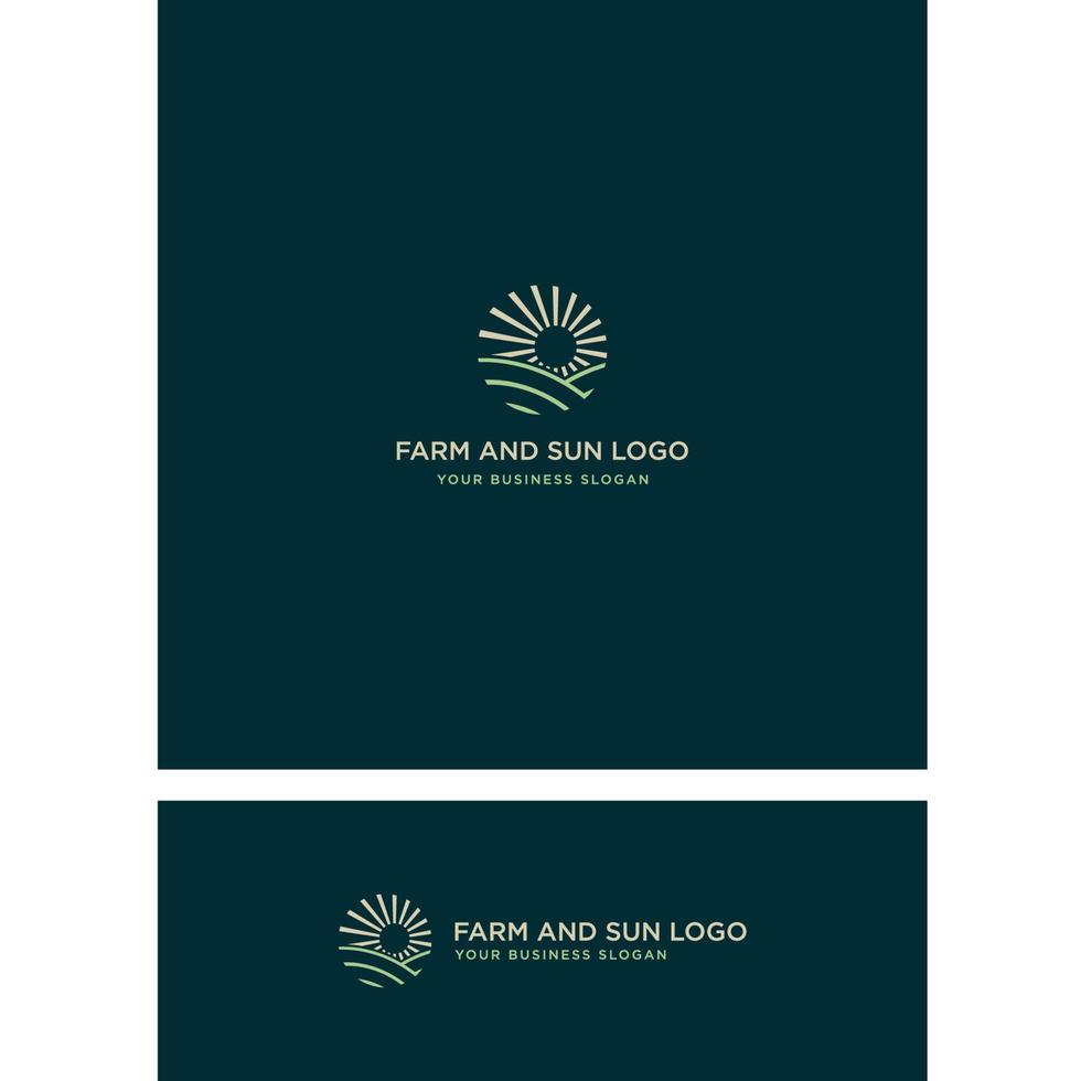 FARM AND SUN LOGO DESIGN VECTOR