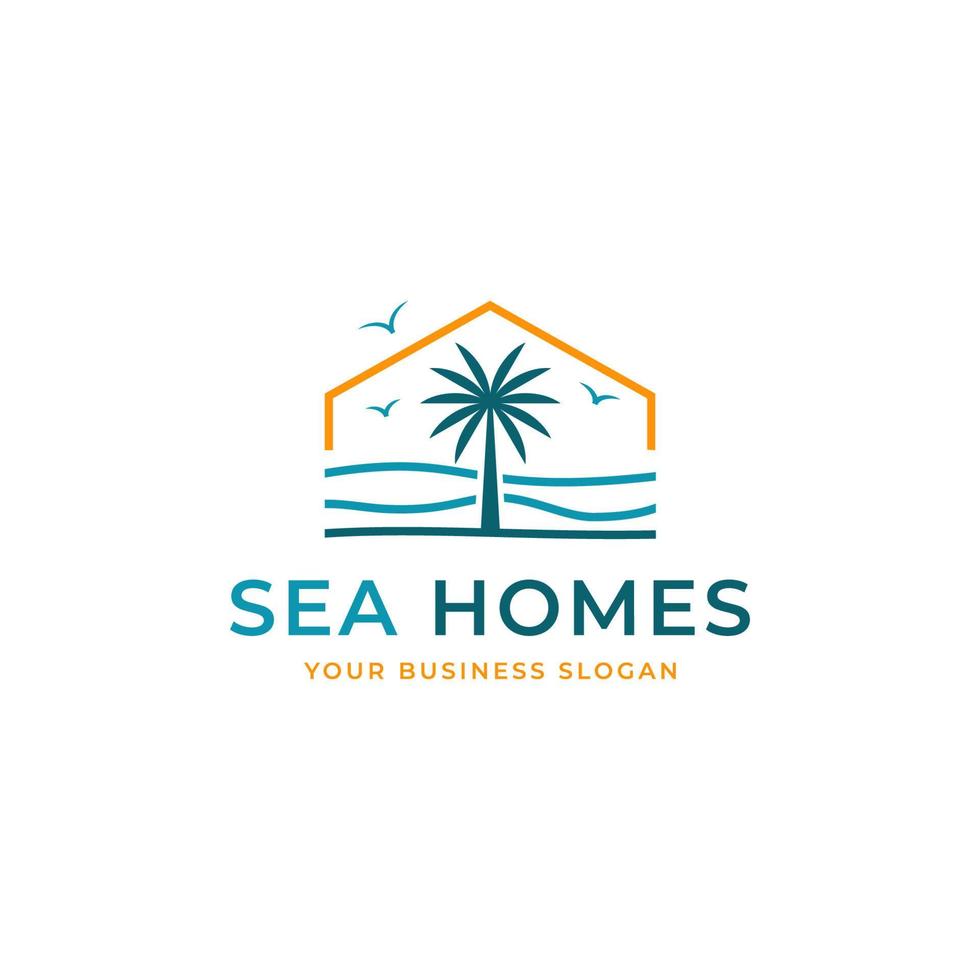 vector de diseño de logotipo de casas de mar