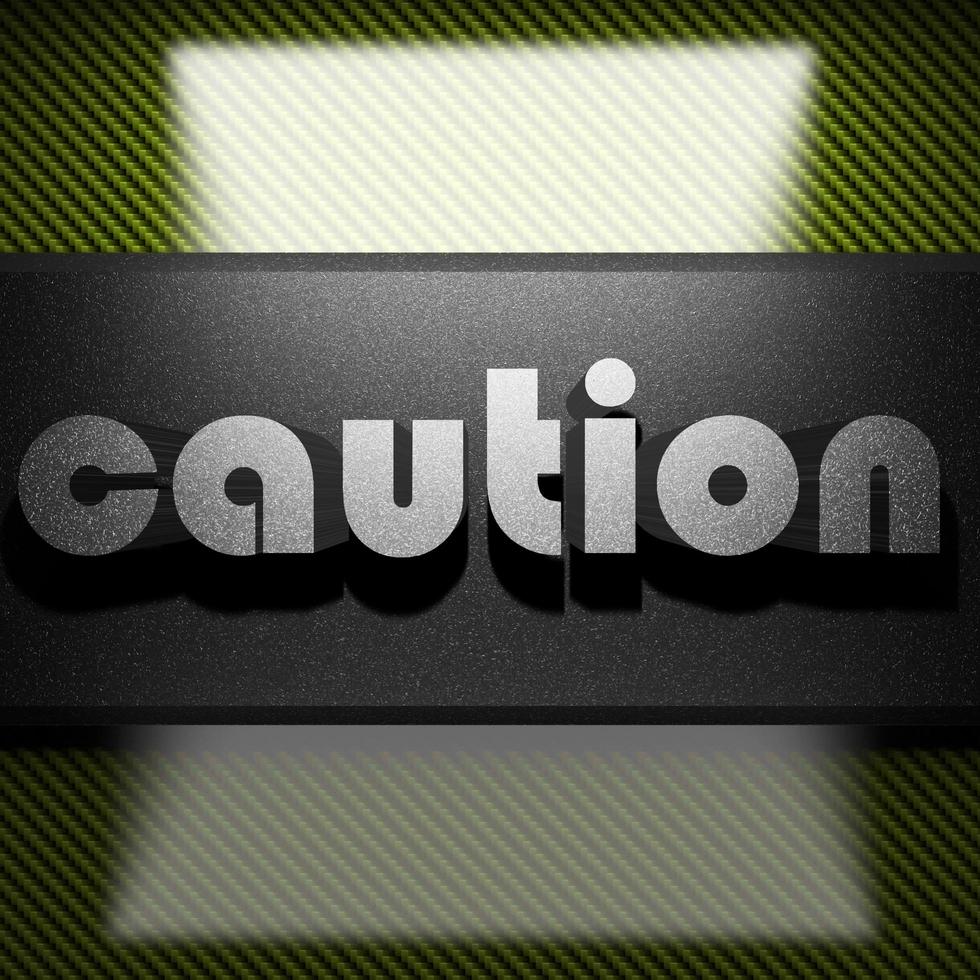 caution word of iron on carbon photo