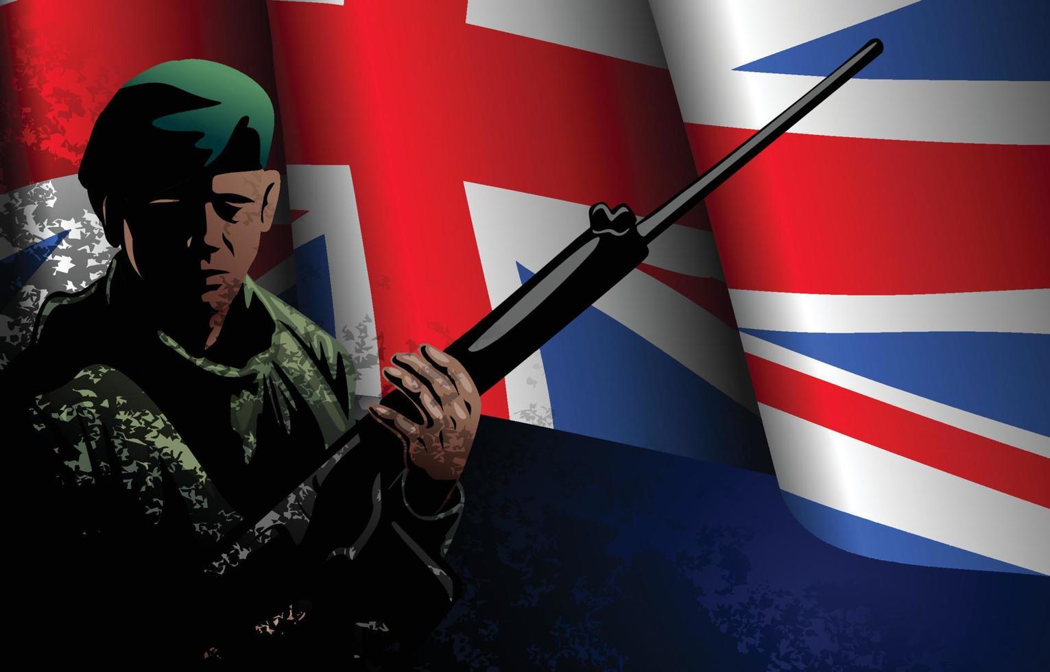 UK Armed Forces Day Concept with an Officer and National Flag vector