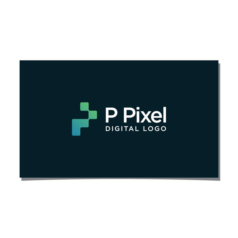 P PIXEL DIGITAL LOGO DESIGN VECTOR