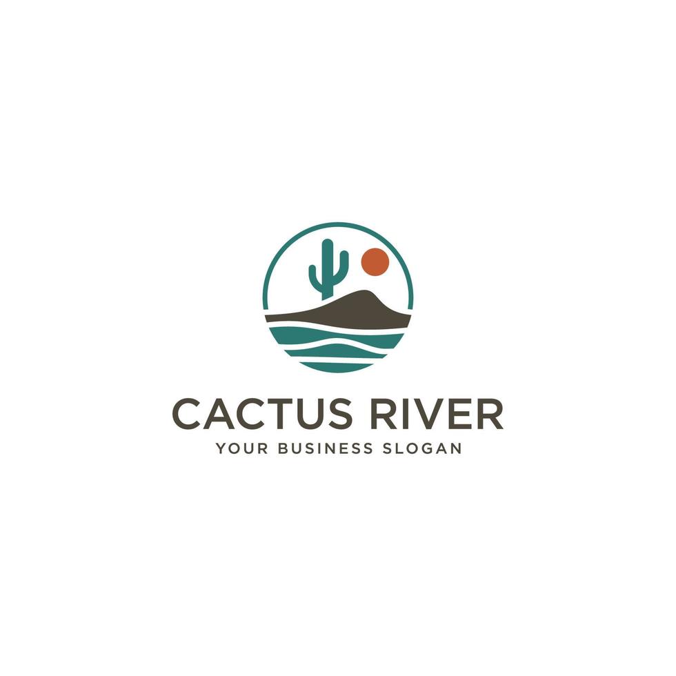 vector de diseño de logotipo de río de cactus