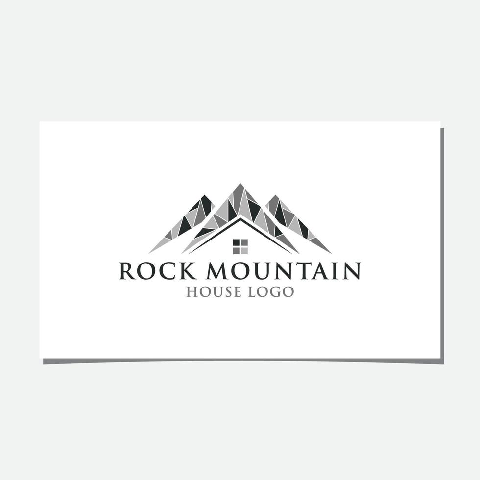diseño de logotipo de casa de montaña de roca vector