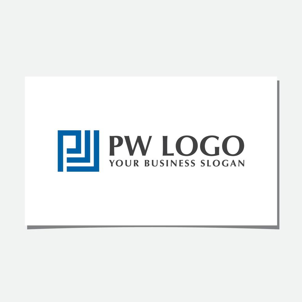 PW INITIAL LOGO DESIGN VECTOR