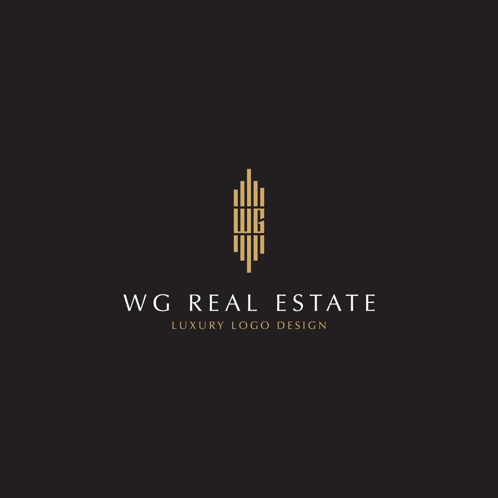 diseño de logotipo de lujo inmobiliario wg vector