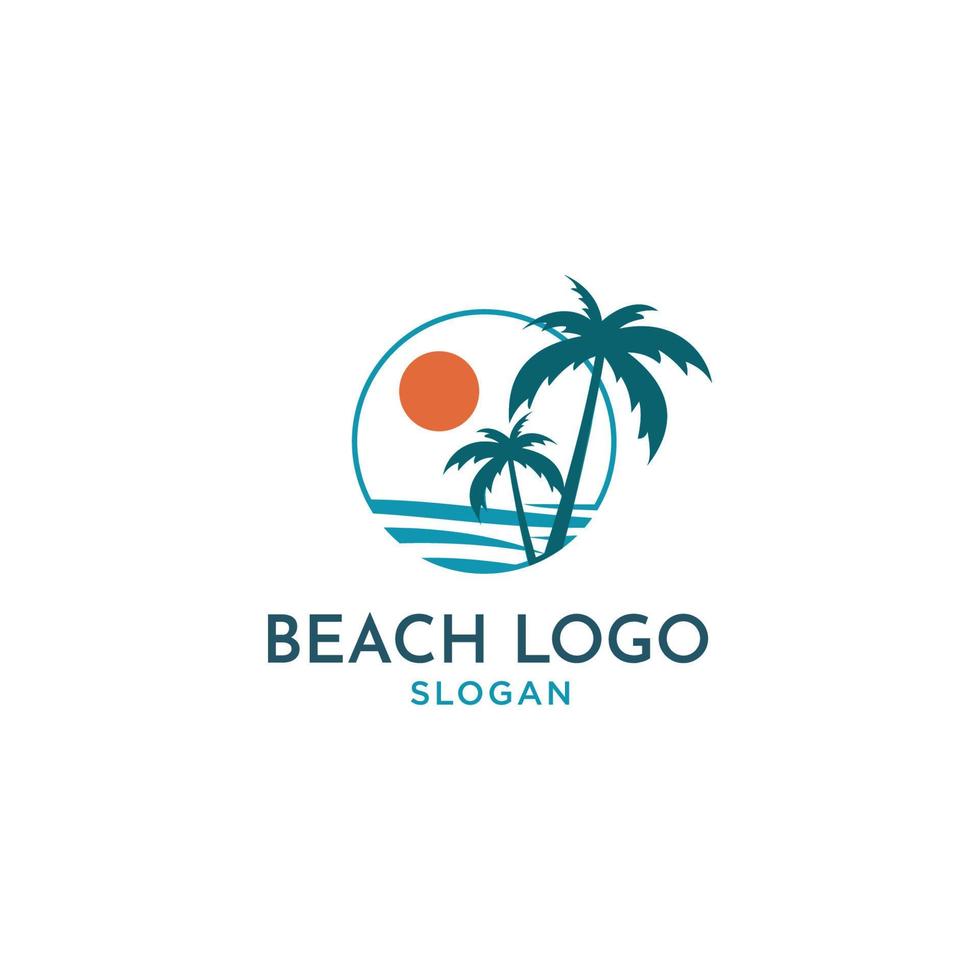 vector de diseño de logotipo de playa en círculo