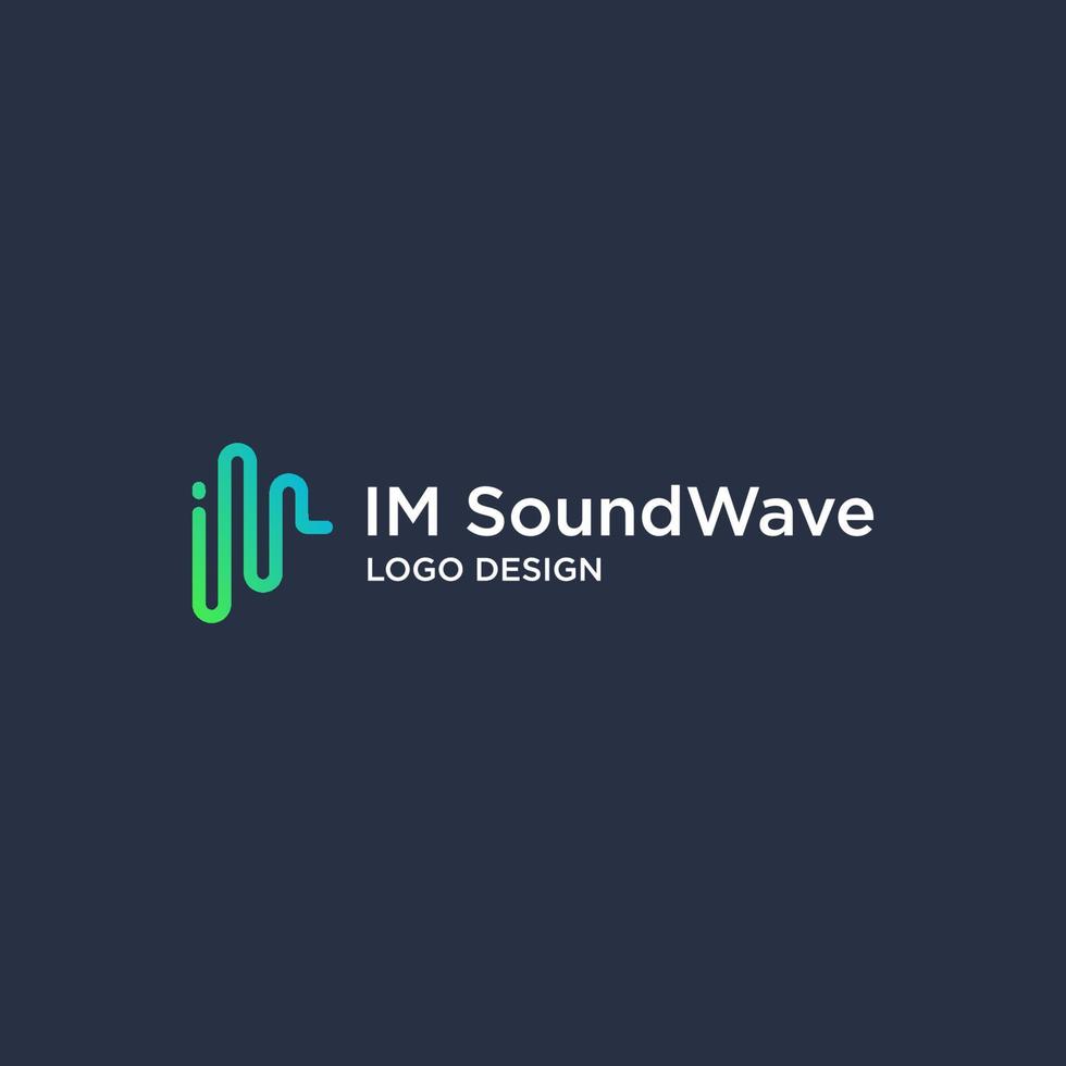 ''IM' INITIAL SOUND WAVE LOGO DESIGN vector