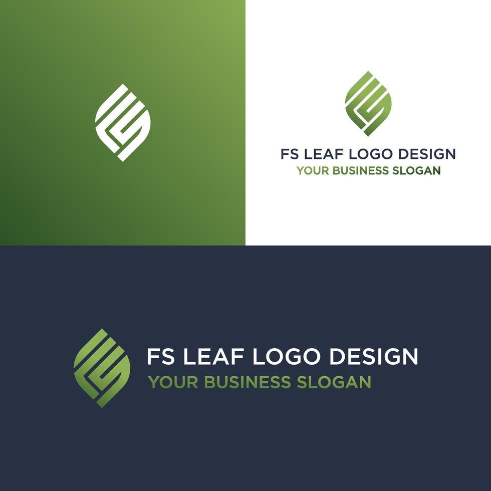 vector de diseño de logotipo de hoja fs