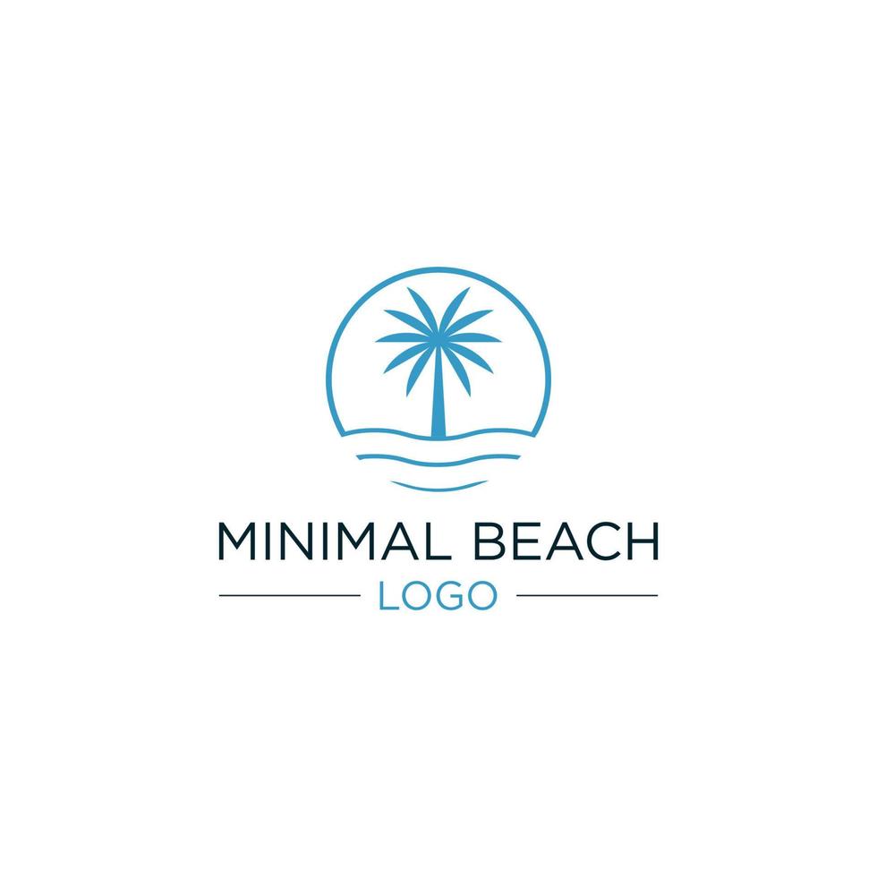 diseño de logotipo de playa en círculo vector