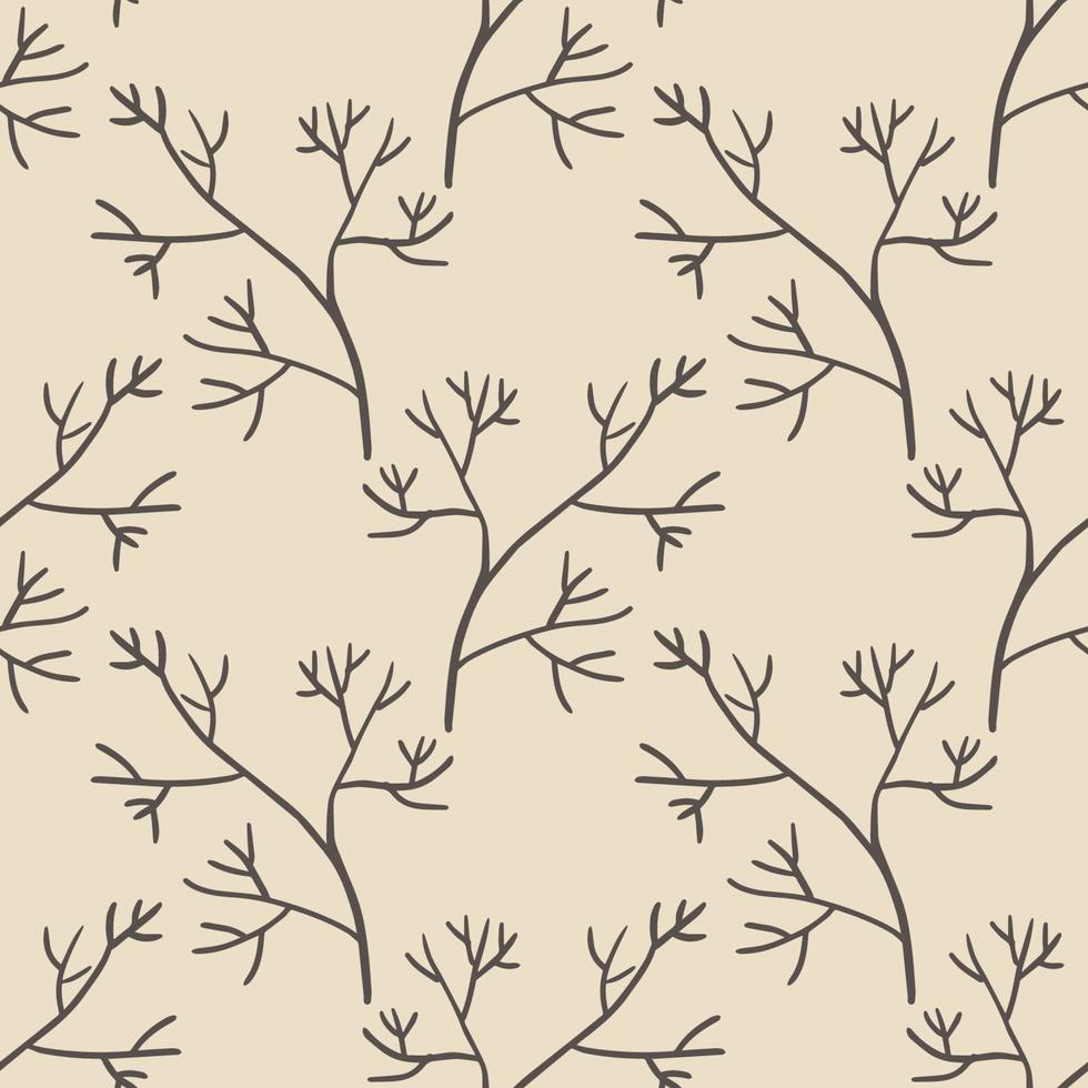 Cute dibujos animados ramas de patrones sin fisuras. fondo con planta, rama. papel de regalo, textil. vector