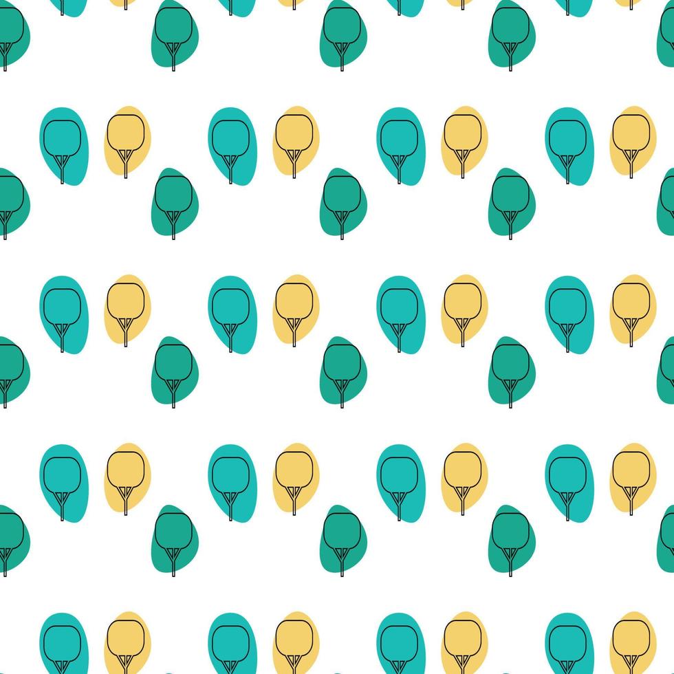 Tree seamless pattern. Thin line style. vector