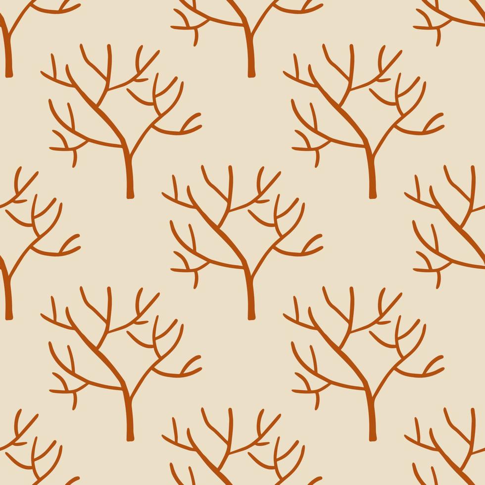 Cute cartoon branches seamless pattern. Background  with plant, branch. Wrapping paper, textile. vector