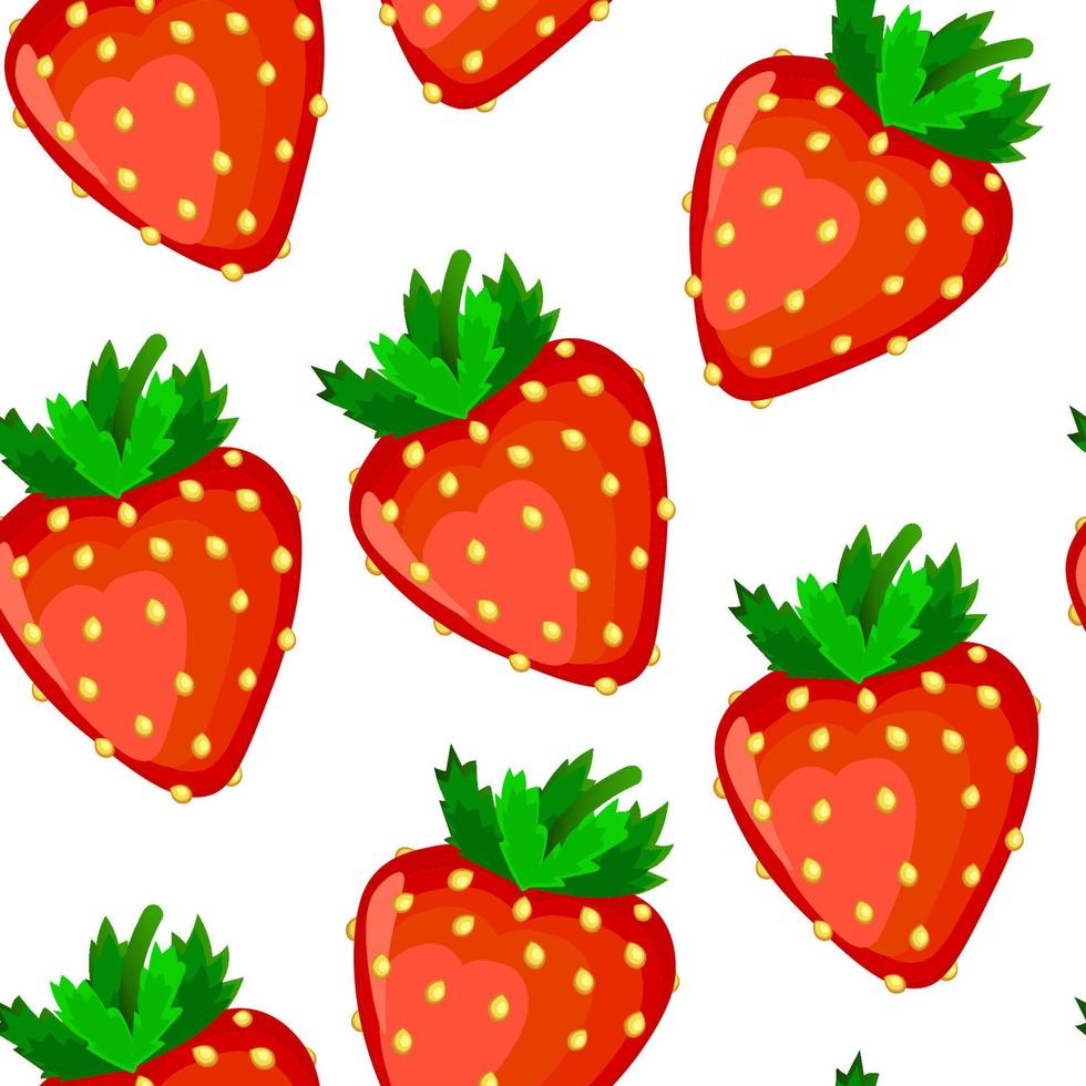 patrón sin costuras con fresa roja de dibujos animados. fondo de frutas. vector